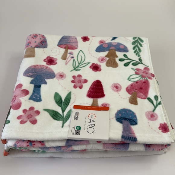 9pc CARO HOME Mushroom Print 100% Cotton Bath Towel Set - Multi - Picture 8 of 9